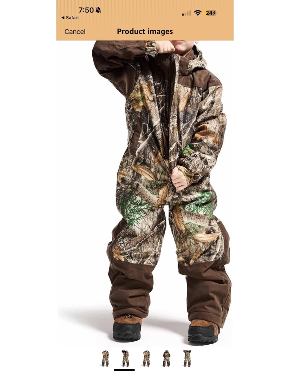 Rocky ProHunter Youth Coveralls Hunting Realtree Camo 7/8